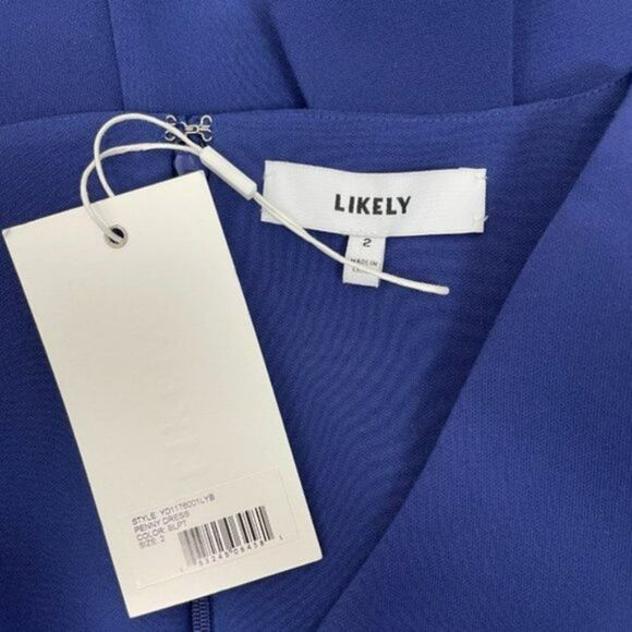 Likely Penny Ruffle Wrap Mini V Neck Dress Blue 2 - Picture 7 of 8